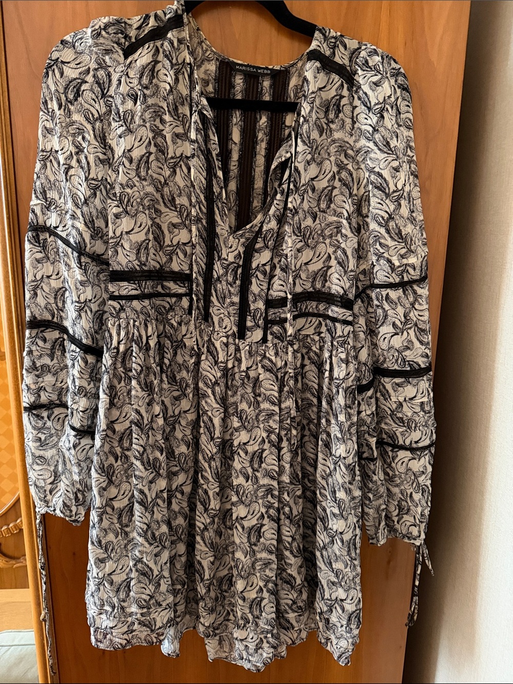Marissa Webb Black & White Paisley Peasant dress